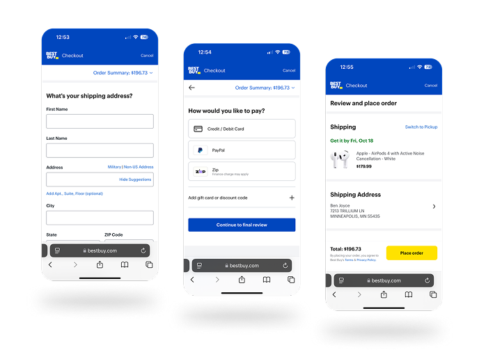 Best Buy checkout redesign interface
